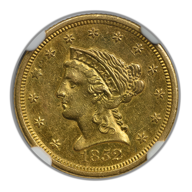 1852-O Liberty Head Gold Quarter Eagle $2.50 NGC AU55 Obverse