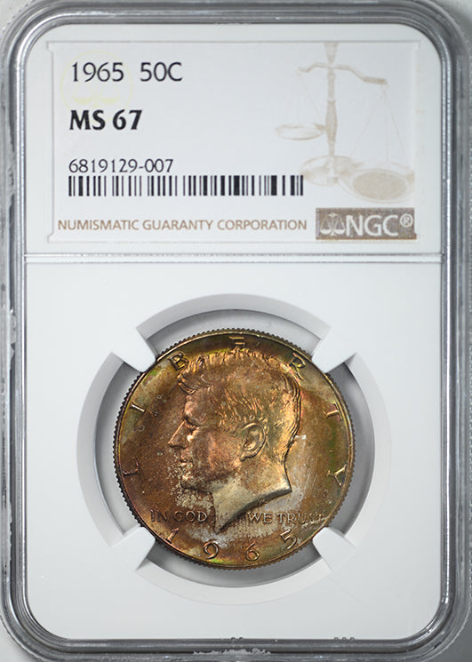 1965 Kennedy Half Dollar 50C NGC MS67 - TONED!