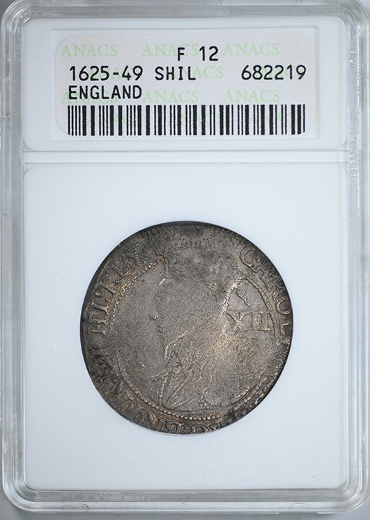 1625-49 England Shilling ANACS Soapbox F12 - Charles I