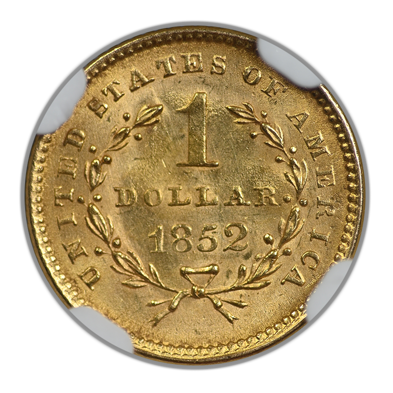 1852 Type 1 Liberty Head Gold Dollar G$1 NGC MS64+