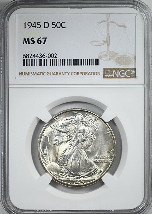 1945-D Walking Liberty Half Dollar 50C NGC MS67