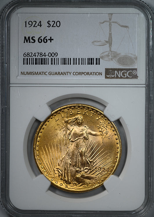 1924 Saint Gaudens Gold Double Eagle $20 NGC MS66+