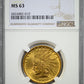 1907 Indian Head Gold Eagle $10 NGC MS63