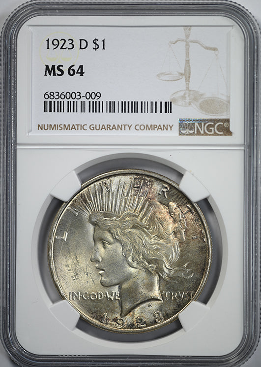 1923-D Peace Dollar $1 NGC MS64 Obverse Slab