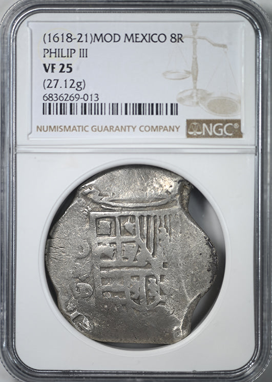 (1618-21) MOD Mexico 8R Reales Cob Philip III NGC VF25