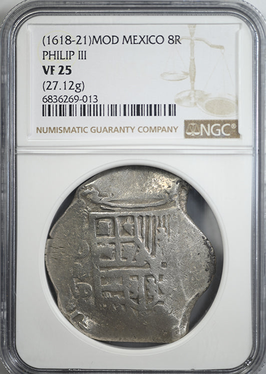 (1618-21) MOD Mexico 8R Reales Cob Philip III NGC VF25