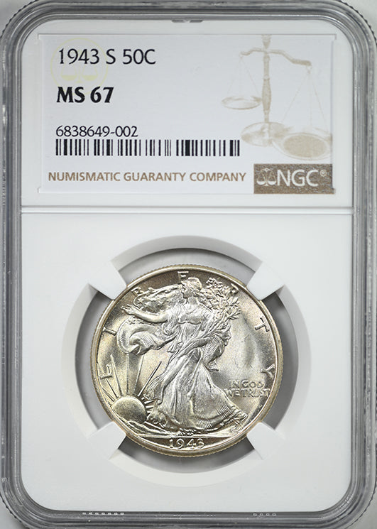 1943-S Walking Liberty Half Dollar 50C NGC MS67
