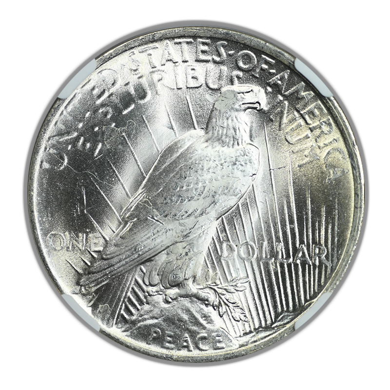 1923 Peace Dollar $1 NGC MS66 Reverse