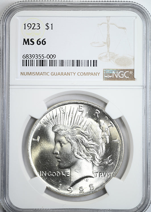 1923 Peace Dollar $1 NGC MS66 Obverse Slab