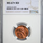 1942-D Lincoln Wheat Cent 1C NGC MS67+RD