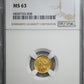 1853-O Type 1 Liberty Head Gold Dollar G$1 NGC MS63