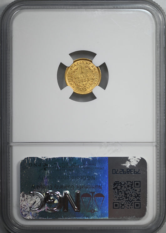 1853-O Type 1 Liberty Head Gold Dollar G$1 NGC MS63