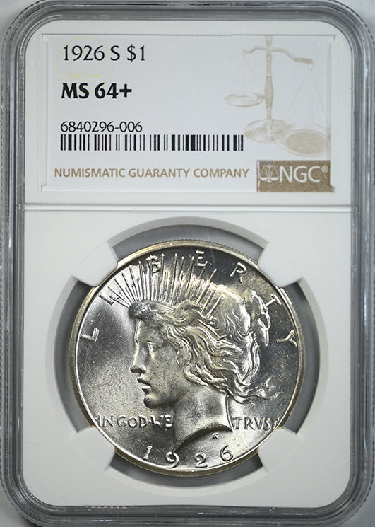 1926-S Peace Dollar $1 NGC MS64+
