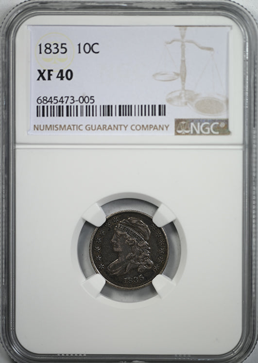 1835 Capped Bust Dime 10C NGC XF40 Obverse Slab