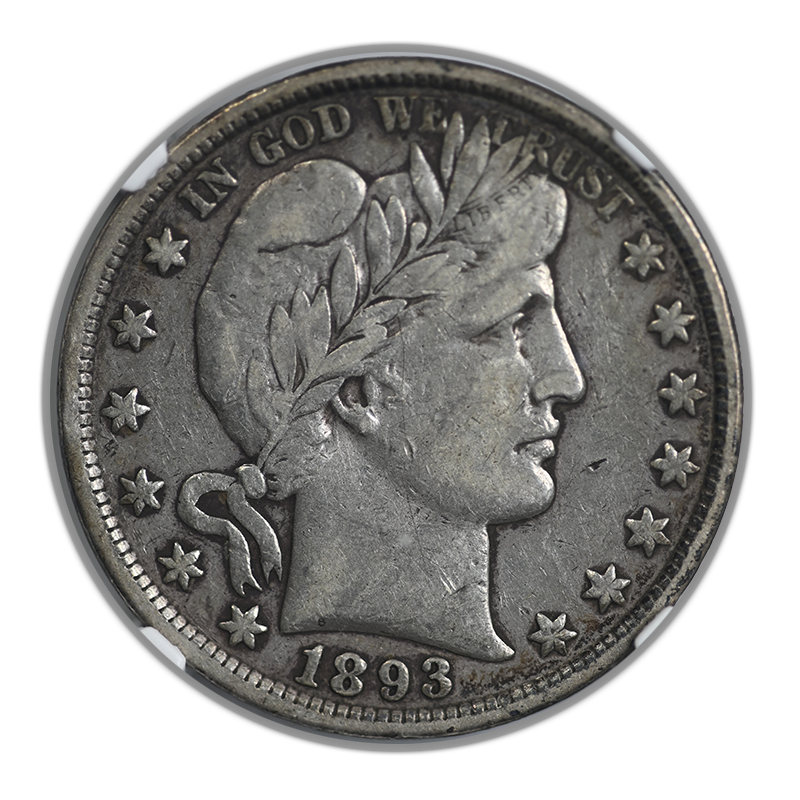 1893 Barber Half Dollar 50C NGC F15 Obverse