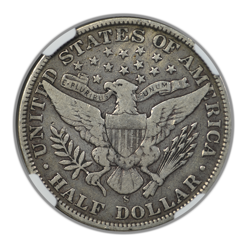 1906-S Barber Half Dollar 50C NGC F12 Reverse