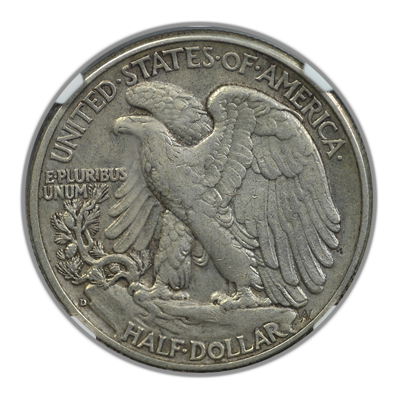 1938-D Walking Liberty Half Dollar 50C NGC XF45 Reverse