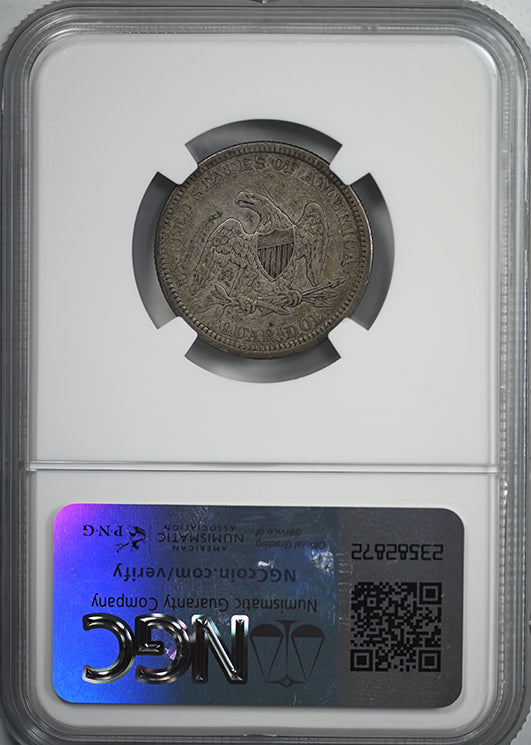 1861 Liberty Seated Quarter 25C NGC VF35 Reverse Slab