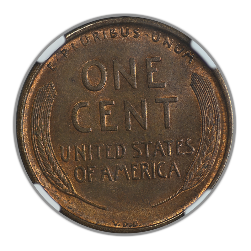 1909-S VDB Lincoln Wheat Cent 1C NGC MS64RB Reverse