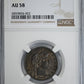 1909 Barber Quarter 25C NGC AU58 Obverse Slab