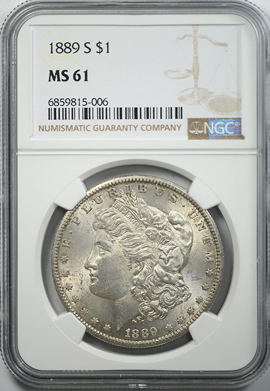 1889-S Morgan Dollar $1 NGC MS61 Obverse Slab