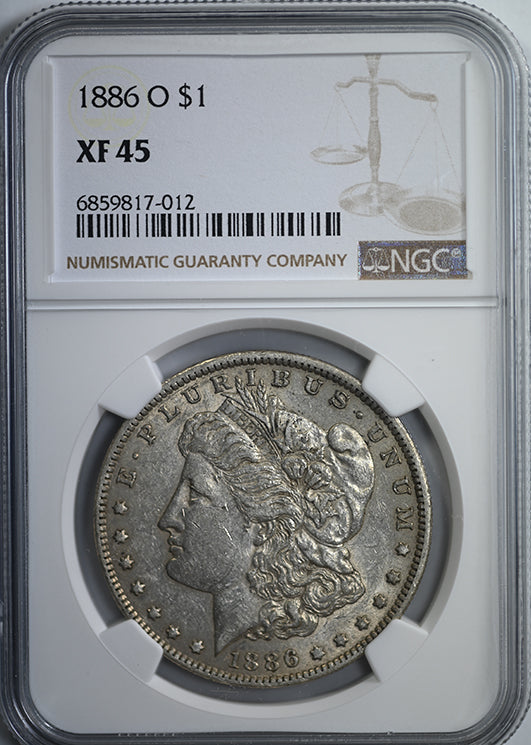 1886-O Morgan Dollar $1 NGC XF45 Obverse Slab