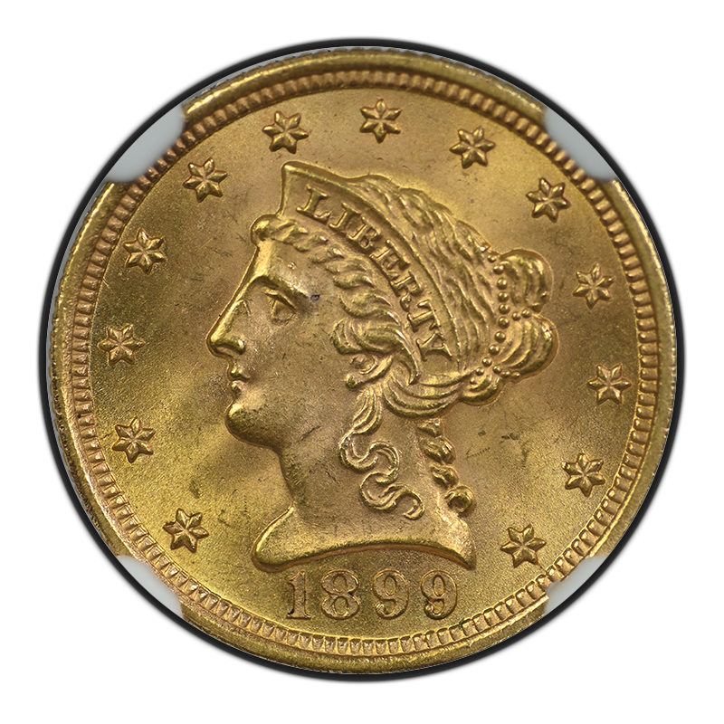 1899 Liberty Head Gold Quarter Eagle $2.50 NGC MS66 Obverse