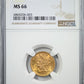 1899 Liberty Head Gold Quarter Eagle $2.50 NGC MS66 Obverse Slab
