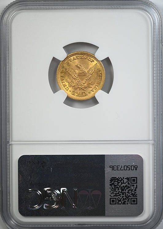 1899 Liberty Head Gold Quarter Eagle $2.50 NGC MS66 Reverse Slab