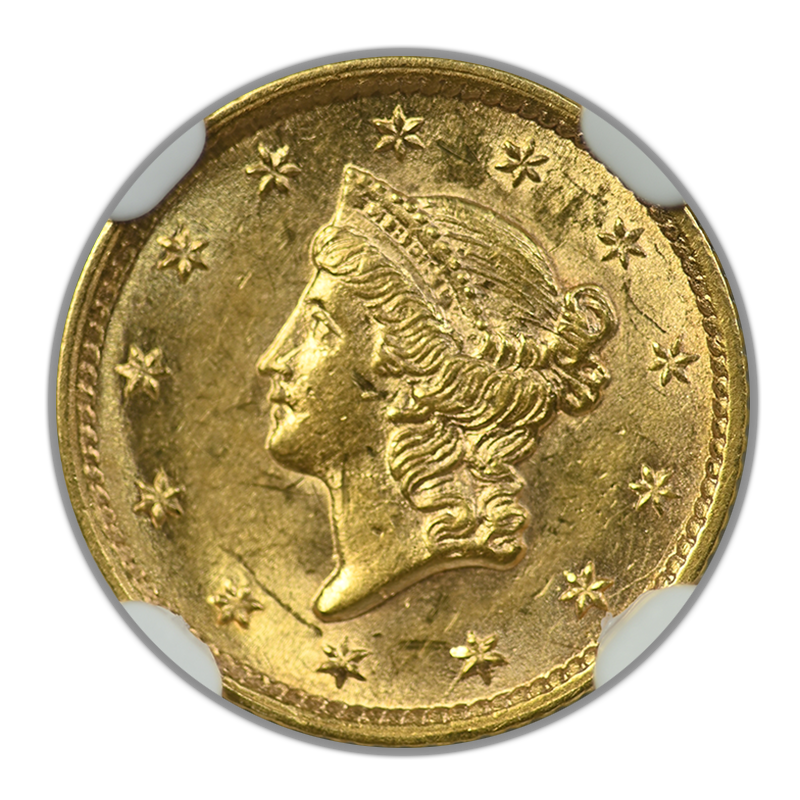 1854 Type 1 Gold Dollar G$1 NGC MS61 Obverse