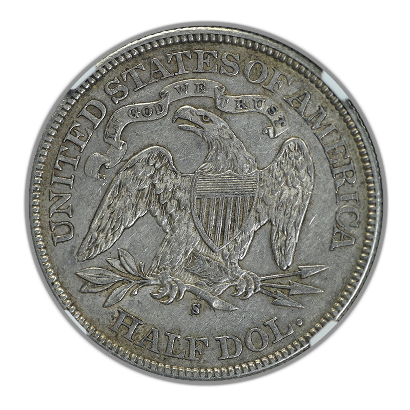 1877-S Liberty Seated Half Dollar 50C NGC AU53 Reverse