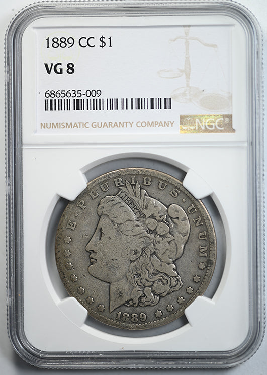 1889-CC Morgan Dollar $1 NGC VG8 Obverse Slab