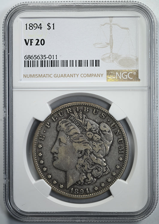 1894 Morgan Dollar $1 NGC VF20 Obverse Slab