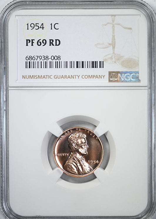 1954 Proof Lincoln Wheat Cent 1C NGC PF69 Obverse Slab