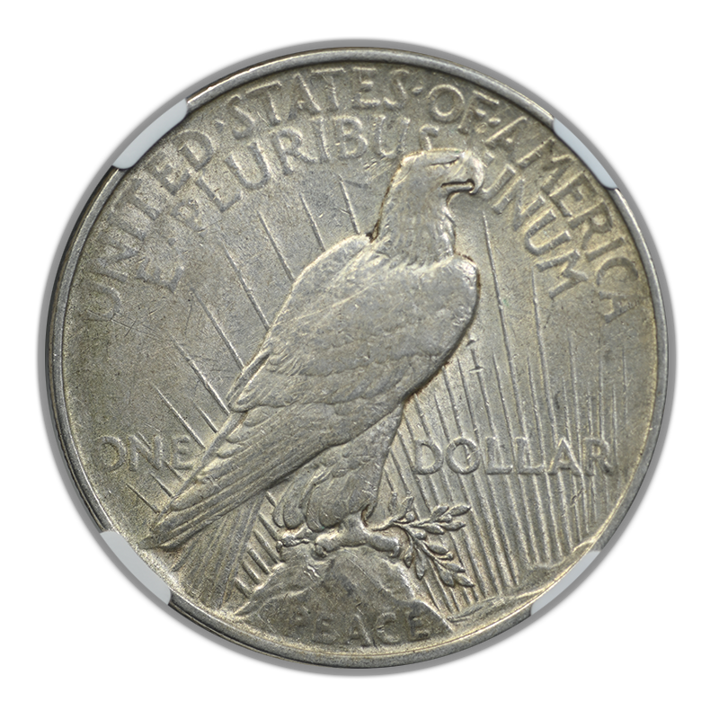 1922 Peace Dollar $1 NGC AU50 - Mint Error Obverse Struck Thru Reverse