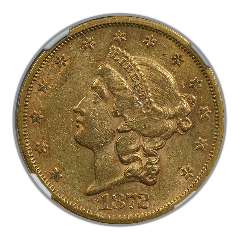 1872-S Liberty Head Gold Double Eagle $20 NGC AU55 Obverse