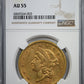 1872-S Liberty Head Gold Double Eagle $20 NGC AU55 Obverse Slab