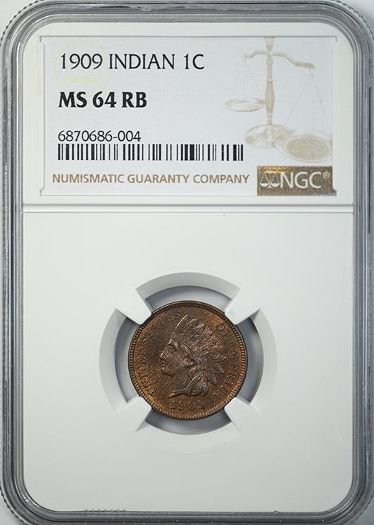 1909 Bronze Indian Head Cent 1C NGC MS64RB Obverse Slab