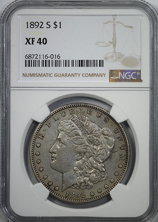 1892-S Morgan Dollar $1 NGC XF40 Obverse Slab