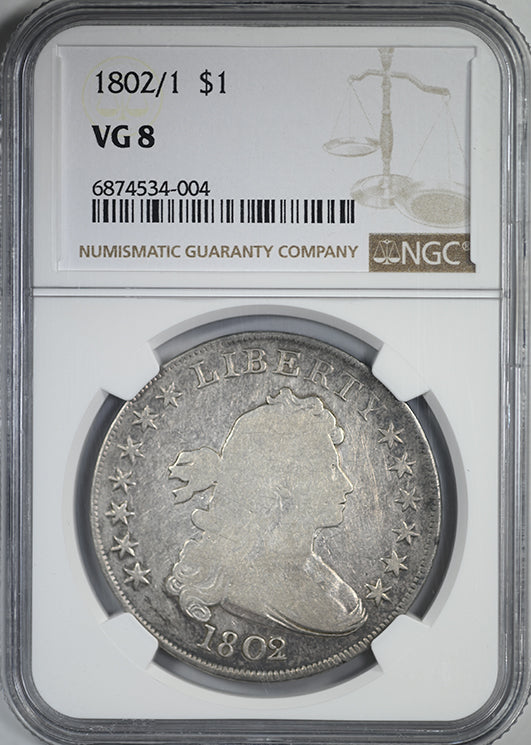 1802/1 Draped Bust Dollar $1 NGC VG8