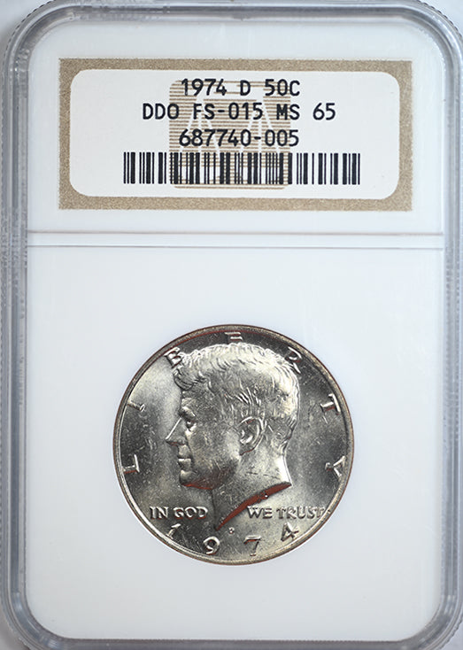 1974-D Doubled Die Obverse Kennedy Half Dollar 50C NGC MS65 DDO FS-015