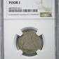 1876 Lowball Liberty Seated Quarter 25C NGC POOR 1 Obverse Slab