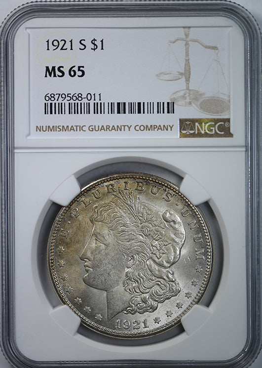 1921-S Morgan Dollar $1 NGC MS65 Obverse Slab