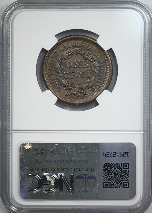 1857 Braided Hair Liberty Head Large Cent 1C NGC MS63BN - Small Date