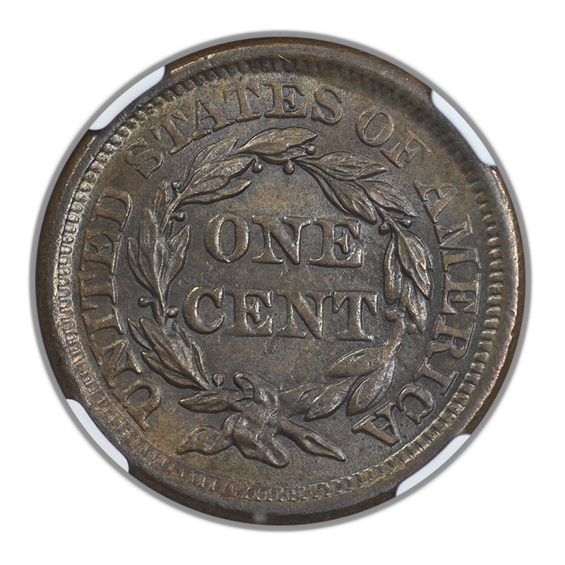 1857 Braided Hair Liberty Head Large Cent 1C NGC MS63BN - Small Date