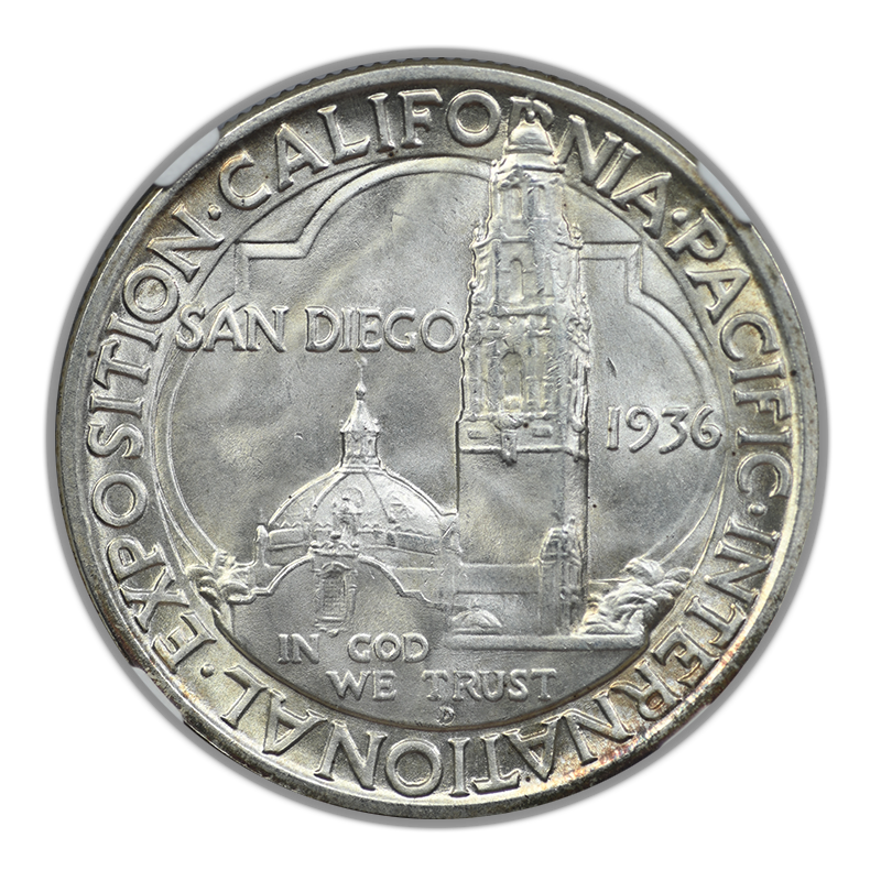 1936-D San Diego Classic Commemorative Half Dollar 50C NGC MS65 Reverse