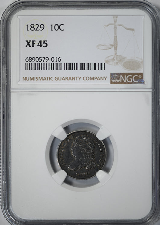 1829 Capped Bust Dime 10C NGC XF45 Obverse Slab