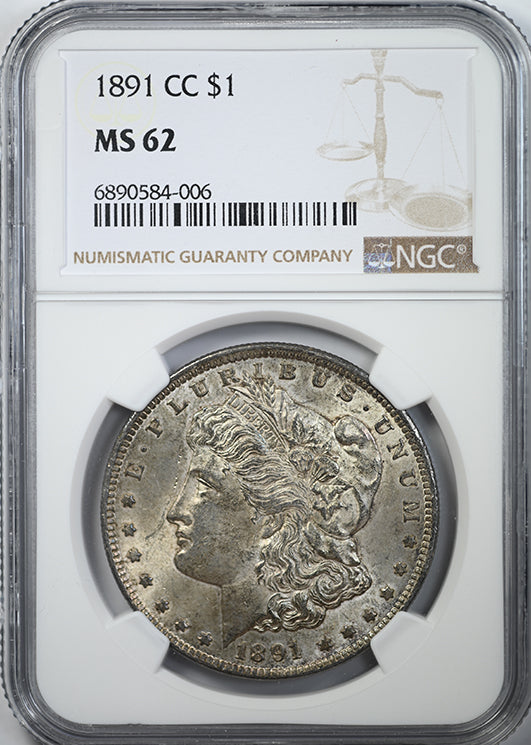 1891-CC Morgan Dollar $1 NGC MS62 Obverse Slab