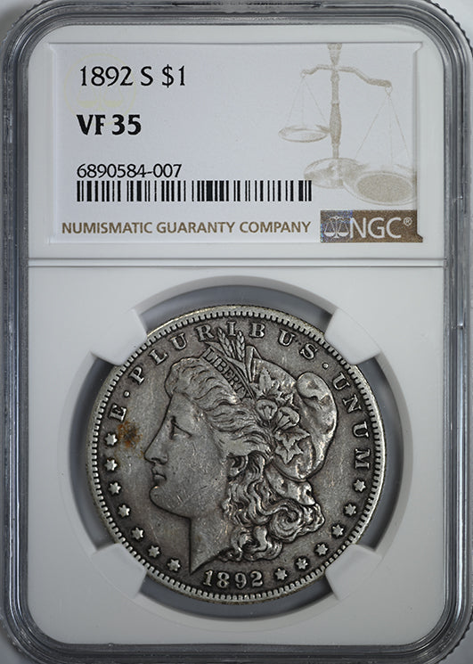 1892-S Morgan Dollar $1 NGC VF35 Obverse Slab