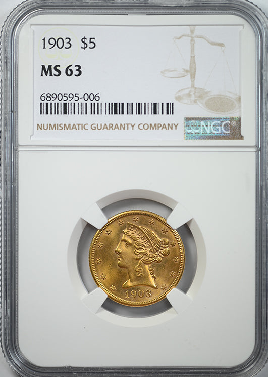 1903 Liberty Head Gold Half Eagle $5 NGC MS63 Obverse Slab